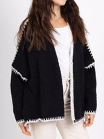 Contrast Trim Open Front Cardigan