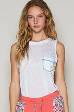 POL Floral Detail Pocket Patch Tank Top - Ladyez