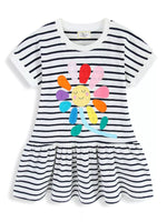 Children's Striped Flower Casual Dress