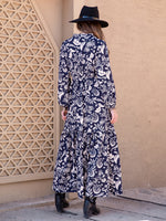 Printed Notched Neck Maxi Dress - Ladyez