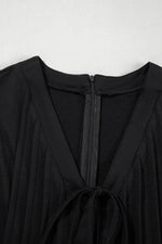 Tie V Neck Pintuck Sleeveless Loose Romper - Ladyez