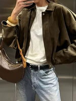 Suede Cropped Bomber Jacket