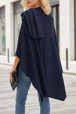 Draped Knitted Split Cape Shawl with Strap