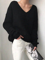 V-Neck Dropped Shoulder Sweater