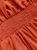 Ruched Sleeve V-Neck Maxi Dress