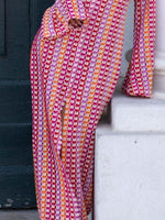 Slit Striped Knit Maxi Dress