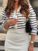Striped Button-Down Knit Cardigan