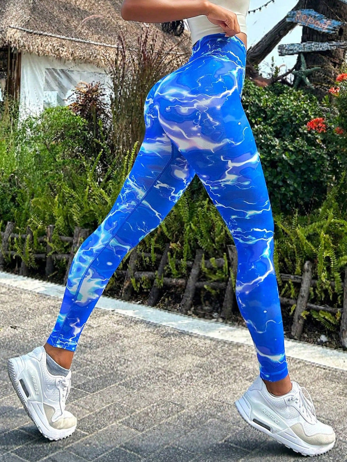 Tie-dye Slim Fit High Waistband Long Active Pants - Ladyez