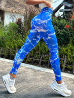 Tie-dye Slim Fit High Waistband Long Active Pants - Ladyez