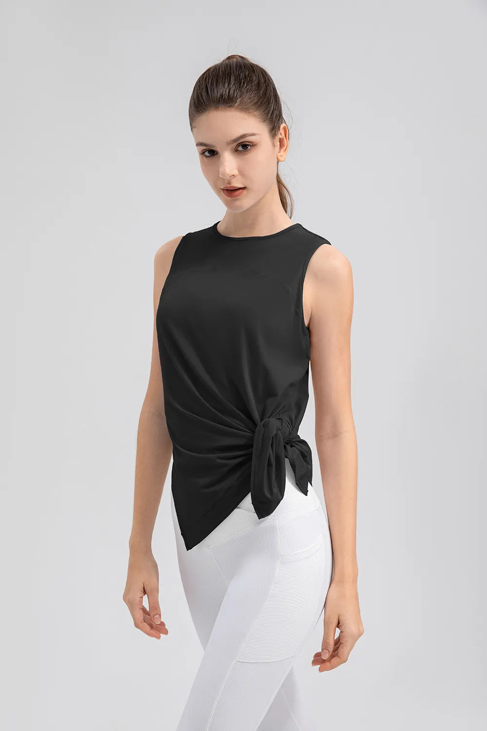 Slit Round Neck Tank - Ladyez