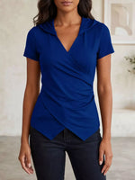 Hooded Wrap Front Slim Fit Top