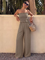 Smocked Strapless Wide Leg Jumpsuit