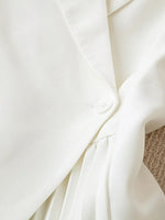 One Button Asymmetric Pleated Hem Blazer