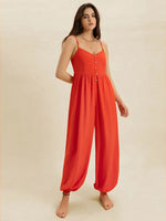 V-Neck Spaghetti Strap Jumpsuit - Ladyez