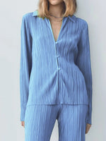 Texture Long Sleeve Top and Pants Lounge Set - Ladyez
