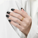 Wave Shape Inlaid Zircon Open Ring