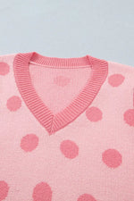Polka Dot Puff Short Sleeve Sweater Top