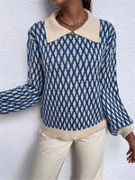 Diamond Pattern Peter Pan Collar Sweater