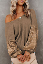 Sequin Waffle-Knit Blouse - Ladyez