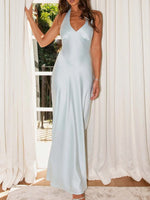 Halter Neck Wrap Maxi Dress with Tie Detail - Ladyez