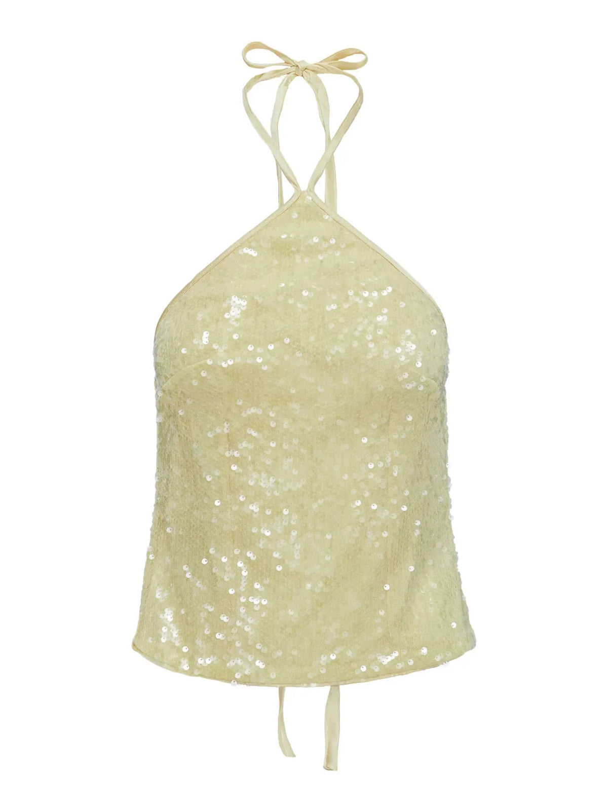 Sequined Halter Neck Cami - Ladyez