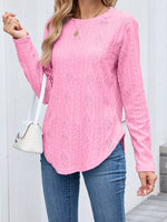 Diamond Pattern Knit Long Sleeve T-Shirt