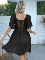 Openwork Flutter Sleeve Cover-Up Dress - Ladyez