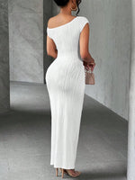 Asymmetrical One Shoulder Bodycon Maxi Dress - Ladyez