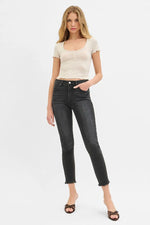 RISEN Full Size Tummy Control Mid Rise Crop Skinny Jeans Plus Size - Ladyez