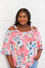 Sew In Love Full Size Fresh TakeFloral Cold-Shoulder Top