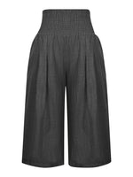 Smocked Wide-Leg Capri Pants