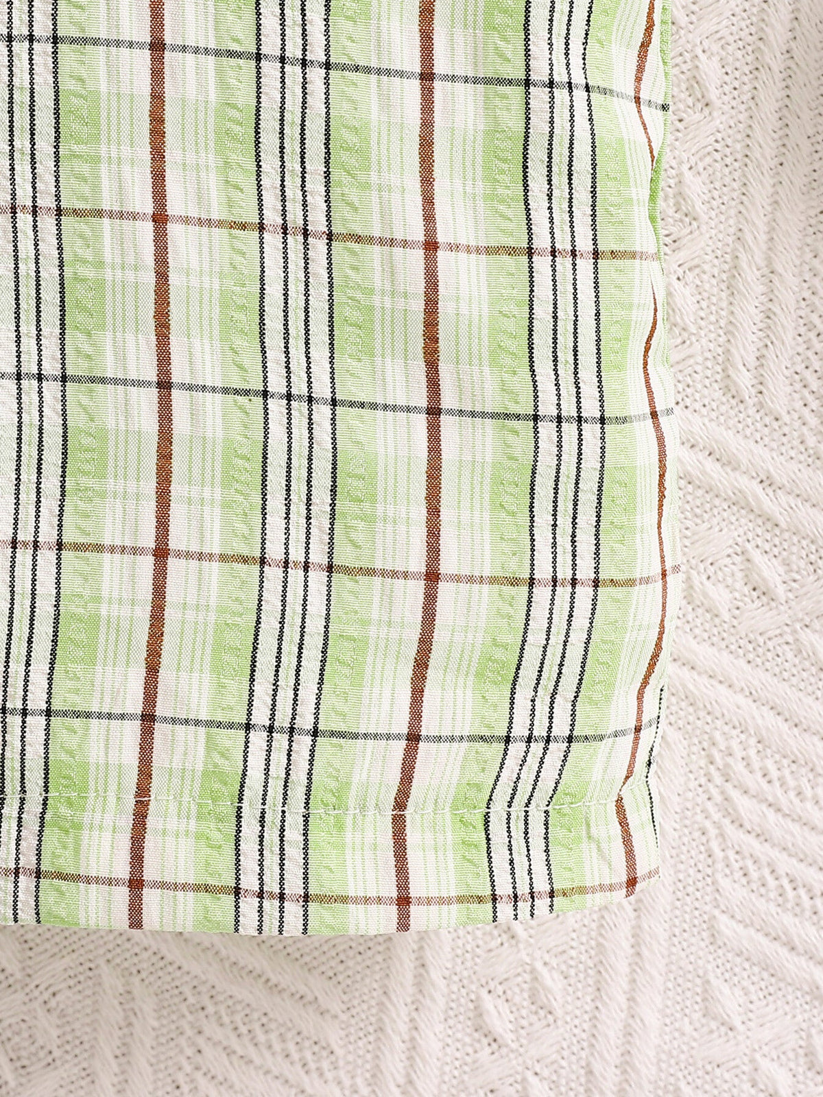 Children's Solid Color Polo & Plaid Overalls Set