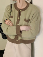 Contrast Trim Button Up Cardigan