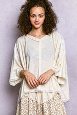 POL Short Sleeve Hoodie Top with Lace Detail