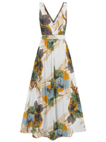 Slit Tied Printed Surplice Dress - Ladyez
