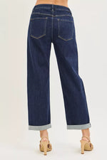 RISEN Slouchy CroppedBoyfriend Jeans With Cuffed Hem
