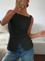 Textured Button-Front Tank