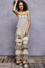 POL Embroidered Floral Square Neck Knit Cami