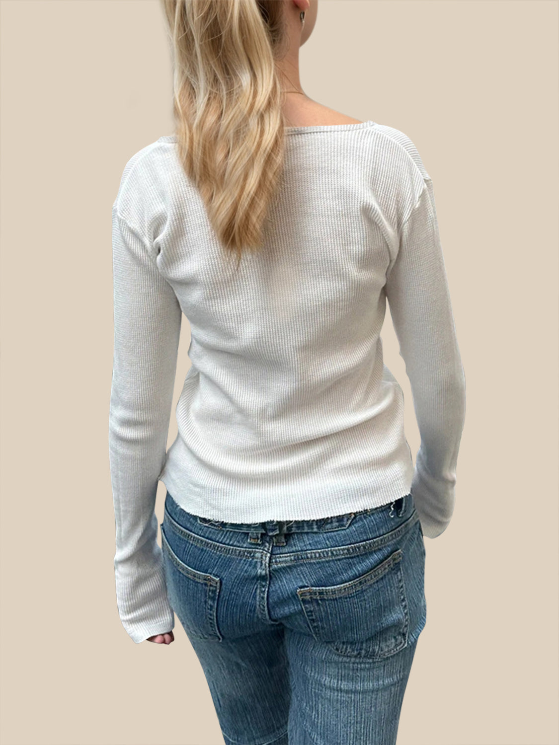 Devine Quarter Button Long Sleeve T-Shirt - Ladyez
