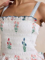 Bohemian Floral Print Smocked Tiered Maxi Dress - Ladyez