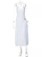Halter Neck Ruched Bodysuit and Maxi Skirt Set