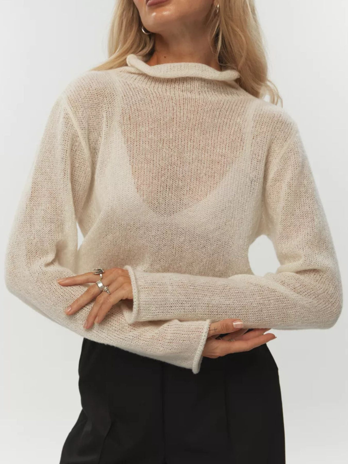 Mock Neck Long Sleeve Sweater