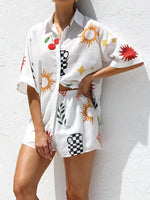 Printed Button Up Top and Shorts Set