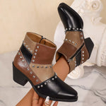 Point Toe Block Heels Boots