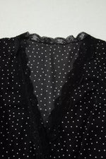 Polka Dot Print Lace Trim Wrap Mini Dress
