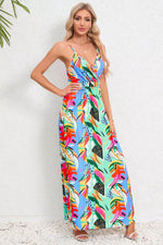 Printed Surplice Maxi Cami Dress - Ladyez