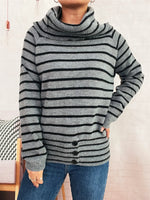 Striped Turtleneck Long Sleeve Sweater