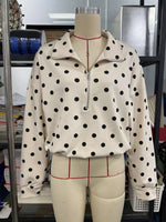 Polka Dot Half Zip Cropped Sweatshirt