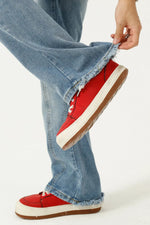 Raw Hem Jeans with Pockets