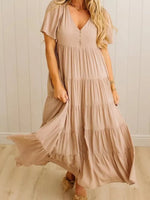 V-Neck Tiered Midi Dress